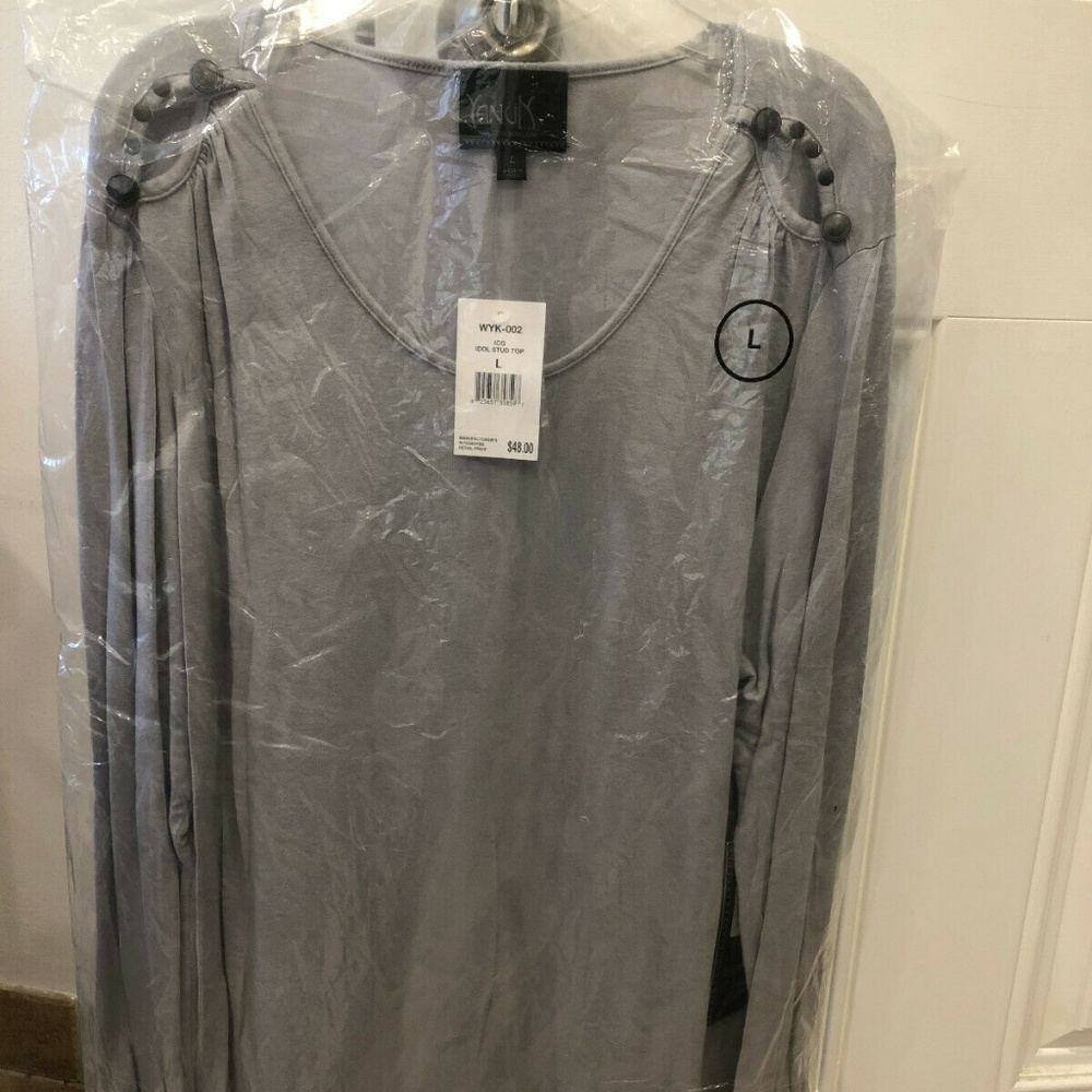 Yanuk Denim Idol Stud Women's Gray Top Size Large